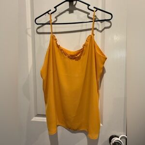 LOFT Outlet Mustard Yellow Ruffle Neck Camisole Large Sleeveless Blouse